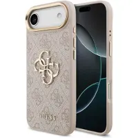 GUESS 4G Metal Logo Backcover voor de Apple iPhone Air - Gold Edge - Pink