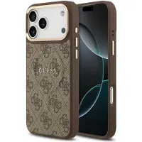 GUESS Classic 4G Logo Backcover met MagSafe voor de Apple iPhone 17 Pro - Bruin