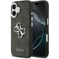 GUESS 4G Metal Logo Backcover voor de Apple iPhone 17 - Silver Edge - Black