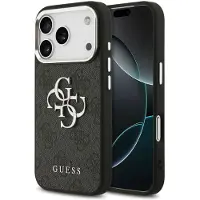 GUESS 4G Metal Logo Backcover voor de Apple iPhone 17 Pro Max - Silver Edge - Black