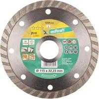 Wolfcraft - Diamantdoorslijpschijf 115mm - Pro Turbo Diamant Doorslijpschijf voor haakse slijpers - 1694000