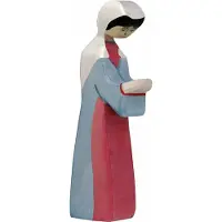 Holztiger Kerstmis - Maria Grijs/Roze - 6X2X15Cm - Houten Figuur - Handgemaakt