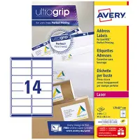 Avery ultragrip Adresetiketten L7163-100 Permanent klevend A4 Wit 99,1 x 38,1 mm 100 Vellen à 14 Etiketten