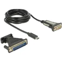 DeLOCK USB-C (m) naar 9-pins SUB-D / 25-pins SUB-D (m) seriële RS232 adapter / FTDI chip - 1,8 meter
