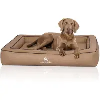 Knuffelwuff orthopedisch hondenbed van met laser doorstikt kunstleer Montego 120 x 100cm camel