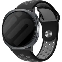 Strap-it Siliconen sport bandje met druksluiting geschikt voor Samsung Galaxy Watch 9 (40/44mm) / Watch 8 (40/44mm) / 8 Classic (46mm) - zwart/grijs