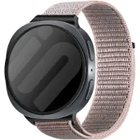 Strap-it Stoffen nylon bandje met klittenbandsluiting geschikt voor Samsung Galaxy Watch 9 (40/44mm) / Watch 8 (40/44mm) / 8 Classic (46mm) - roze