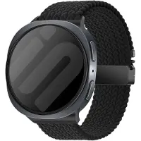 Strap-it Gevlochten nylon bandje met parachute sluiting geschikt voor Samsung Galaxy Watch 9 (40/44mm) / Watch 8 (40/44mm) / 8 Classic (46mm) - zwart