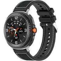 Strap-it Nylon / siliconen hybrid bandje met gespsluiting geschikt voor Samsung Galaxy Watch 9 (40/44mm) / Watch 8 (40/44mm) / 8 Classic (46mm) - zwart