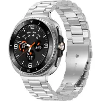 Strap-it Stalen schakel band - RVS bandje met vlindersluiting geschikt voor Samsung Galaxy Watch 9 (40/44mm) / Watch 8 (40/44mm) / 8 Classic (46mm) - zilver