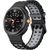 Strap-it Ocean siliconen bandje met gespsluiting geschikt voor Samsung Galaxy Watch 9 (40/44mm) / Watch 8 (40/44mm) / 8 Classic (46mm) - zwart/grijs