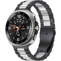 Strap-it Stalen schakel band - RVS bandje met vlindersluiting geschikt voor Samsung Galaxy Watch 9 (40/44mm) / Watch 8 (40/44mm) / 8 Classic (46mm) - zwart/zilver