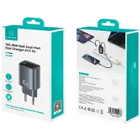 Usams CC290 T66 netoplader, 45W, GaN, 1x USB-A, 1x USB-C, zilver