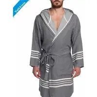 Lalay - Hamam Badjas Sun - dark grey - XXL - dames badjas - sauna badjas - korte badjas - badjas met capuchon - dunne badjas