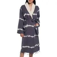 Lalay Gevoerde tie dye badjas dark grey van Lalay