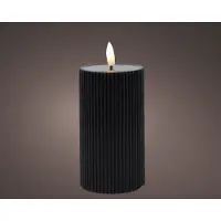 Lumineo Kaars LED Ribbel vlam 15cm zwart zwart Wax Lumineo Led kaars
