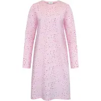 Gaubert Essential Dames Nachthemd Lange Mouw - Premium Gekamd Katoen - All-Over Print Tiny Hearts - Roze - Maat S - GB-6806