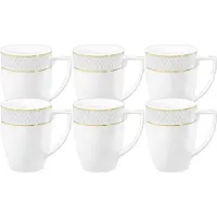 Wilmax England Wilmax kopjes, 450 ml, wit met gouden rand, porselein, set van 6, artikelnummer WL-880102432/A6
