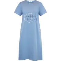 Gaubert Essential Dames Nachthemd Korte Mouw - Premium Gekamd Katoen - Coffee Break - Baby Blauw - Maat S - GB-6807