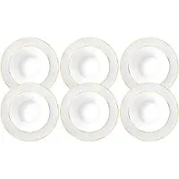 Wilmax - Diep Rond Bord met Gouden Lijnen - 22,5 cm - Set van 6