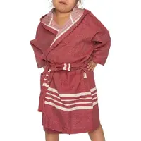 Lalay Hamam badjas Sun kids bordeaux van Lalay - korte badjas met capuchon (maat S t/m XXL) (10+ kleuren)