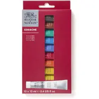 Winsor & Newton 0890001 Gouache Set – 10 x 12 ml – Opaque, lichtechte, mengbare tempera verf, Mat - Starter Set