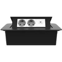Livolo Stekkerdoos | Pop-Up | Zwart | 3 | Wandcontactdoos | USB-C | Inbouw
