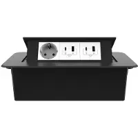 Livolo Stekkerdoos | Pop-Up | Zwart | 3 | Push | Inbouw | Dubbele USB/USB-C