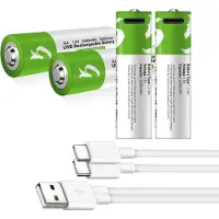 Smartoools Oplaadbare Li-ion AA Batterijen 1.5V 2600 mWh met 4in1 USB-C Kabel - Duurzame Keuze - Lithium AA batterij - 4 stuks