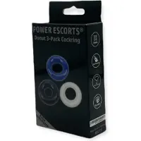 Power Escorts - 3 pack Donut Cockring - Blauw /Transparant / Zwart - dia 3,3 x1,75 cm - BR272