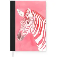 MuchoWow Notitieboek - Schrijfboek - Zebra - Pink - Verf - Notitieboekje klein - A5 formaat - Schrijfblok