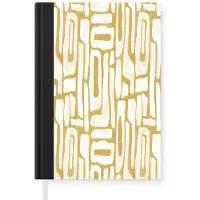 MuchoWow Notitieboek - Schrijfboek - Zandkleur - Wit - Patroon - Notitieboekje klein - A5 formaat - Schrijfblok