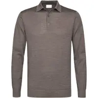 Profuomo polo lange mouw bruin 3 knoops