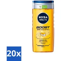 Nivea 20 x Men Boost Douchegel 250 ml - Douchegel - Cafeïne - Energieboost - Fris Effect - Verfrissend