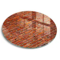 Wallfluent Glazen Snijplanken - Bakstenen muur Snijplanken Glas - f40 cm - Rood Snijplanken van Glas - Keuken Snijplank Glas - Snijplank van Glas met Print - Antislip Keuken Snijplank Glas