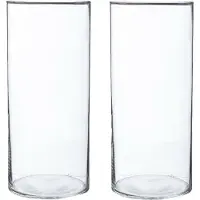 Atmosphera Bloemenvaas - 2x - cilinder vorm - transparant - glas - 13 x 30 cm