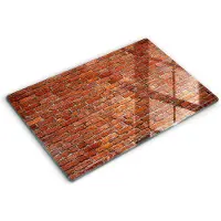 Wallfluent Glazen Snijplanken - Bakstenen muur Snijplanken Glas - 80 cm x 52 cm - Rood Snijplanken van Glas - Glazen Hakplank - Decoratieve Glazen Snijplank - Glazen Snijplank met Antislip