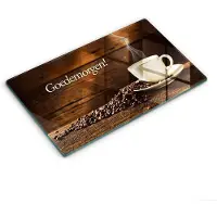 Wallfluent Glazen Snijplanken - Goedemorgen! Kopje koffie Snijplanken Glas - 30 cm x 52 cm - Bruin Snijplanken van Glas - Glazen Keukenplank - Glazen Snijplank Voor Keuken - Antislip Glazen Snijplank