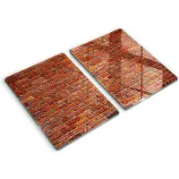 Wallfluent Glazen Snijplanken - Bakstenen muur Snijplanken Glas - 2 stucks 40 cm x 52 cm - Rood Snijplanken van Glas - Glazen Serveerplank - Hygiënische Snijplank van Glas - Antislip Hakplank van Glas