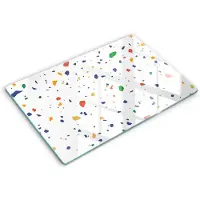 Wallfluent Glazen Snijplanken - Kleurrijk steengoed Snijplanken Glas - 80 cm x 52 cm - Wit Snijplanken van Glas - Snijplank van Glas - Glazen Snijplank Voor Keuken - Antislip Glazen Snijplank