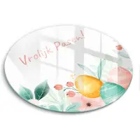Wallfluent Glazen Snijplanken - Vrolijk Pasen! Snijplanken Glas - fi30 cm - Veelkleurig Snijplanken van Glas - Glazen Serveerplank - Snijplank van Glas met Print - Antislip Keuken Snijplank Glas