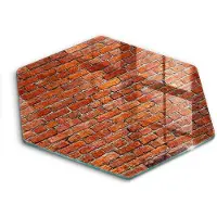 Wallfluent Glazen Snijplanken - Bakstenen muur Snijplanken Glas - h40 cm - Rood Snijplanken van Glas - Glazen Serveerplank - Snijplank van Glas met Print - Antislip Keuken Snijplank Glas