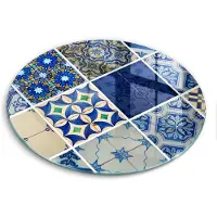 Wallfluent Glazen Snijplanken - Decoratieve tegels Snijplanken Glas - f40 cm - Blauw Snijplanken van Glas - Glazen Snijplank - Hygiënische Snijplank van Glas - Antislip Hakplank van Glas