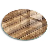 Wallfluent Glazen Snijplanken - Houtstructuur planken Snijplanken Glas - f40 cm - Bruin Snijplanken van Glas - Glazen Hakplank - Decoratieve Glazen Snijplank - Glazen Snijplank met Antislip