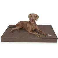 Knuffelwuff orthopedische hondenmat Palomino van met laser doorstikt kunstleer XXXL 135 x 90 cm bruin