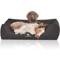 Knuffelwuff orthopedisch Hondenbed Rockland van kunstleer XL 105 x 75cm zwart
