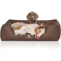 Knuffelwuff orthopedisch hondenbed Columbia van laser-gewatteerd kunstleer XXL 120 x 85cm bruin