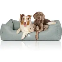 Knuffelwuff orthopedisch hondenbed Luisa van velours met fijn handgeweven karakter Sunshine Edition XXL 120 x 85cm petroleumkleurig