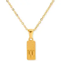 Marama - Ketting Letter W Goud Glitter - stainless steel - gold plated - tijdloos - nikkelvrij - letter W - persoonlijke ketting - letterketting - liefde - damesketting met hanger