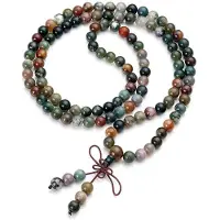Marama - wikkelarmband Agaat Colors - edelsteen - elastisch - mala - damesarmband - 108 kralen - ketting